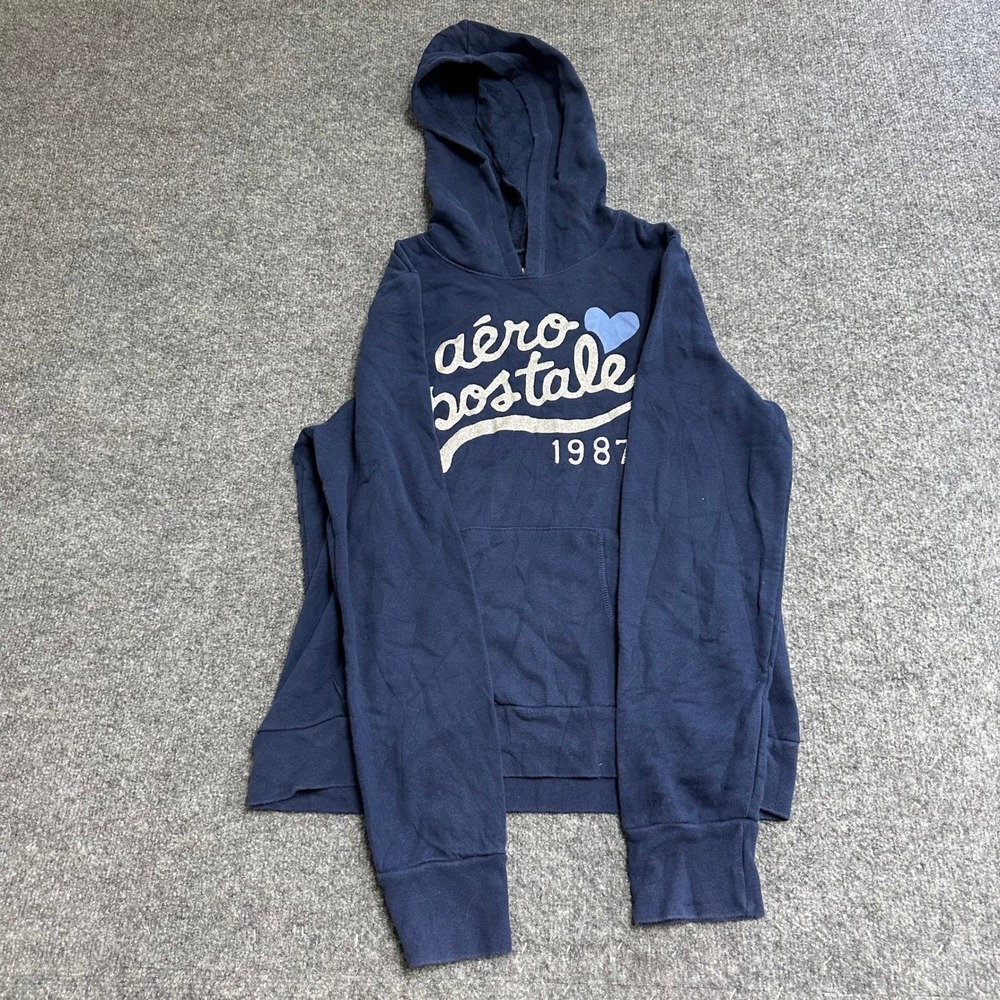 Aeropostale Hoodie Womens Size XL Navy Blue Graphic Logo Pullover Casual Classic